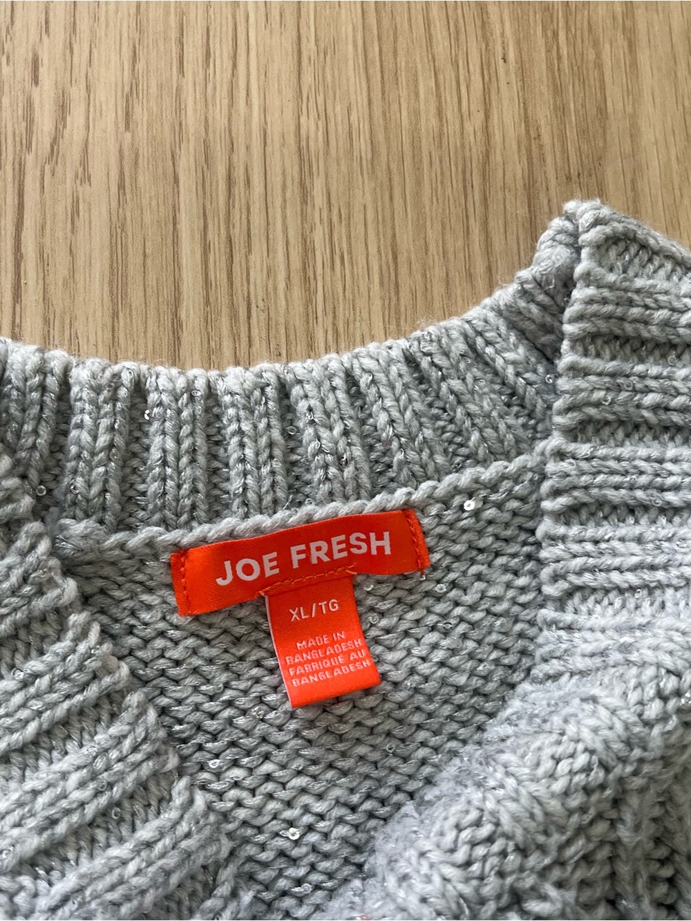 Joe Fresh Heather Gray Cable-Knit Crew Sweater